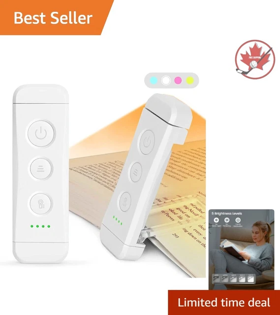 Clip-On Book Light with 5 Brightness Levels - Eye-Caring, Long-Lasting