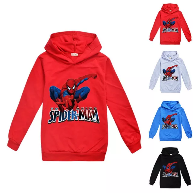 Spider-Man Kinder Jungen Pulli Shirt mit Kapuze Pullover Sweatshirt Hoody Top .