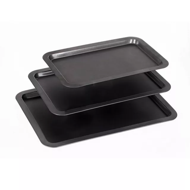 Lot de 3 plaques de cuisson à four  Acier au Carbone  Anti-adhésif  Léche frite