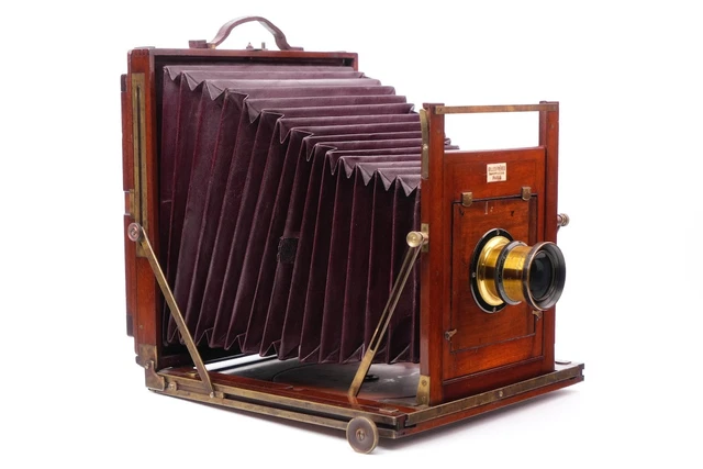 Appareil Photo Chambre Gilles Frères – 18x24 Cm – Bois Acajou Et Laiton – Vintage