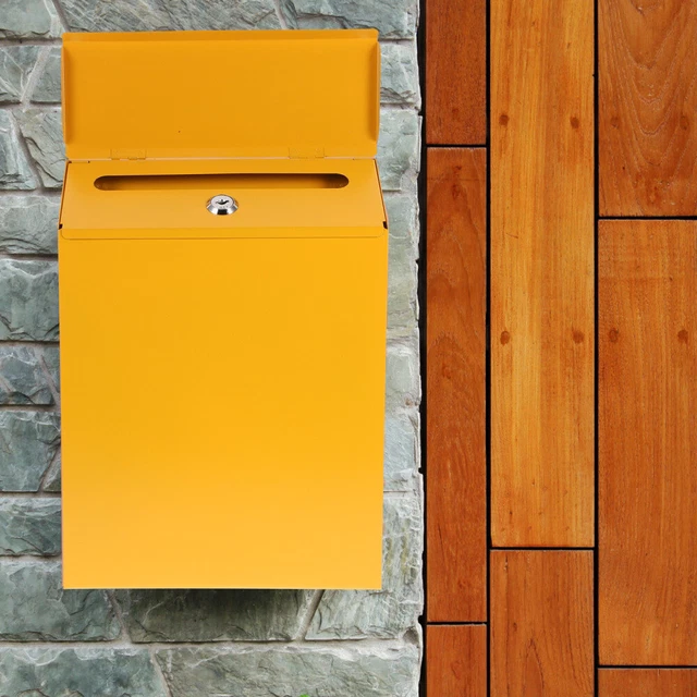Buzón de correo caja de bloqueo ganchos de acero inoxidable caja de sugerencias cerradura hierro amarillo