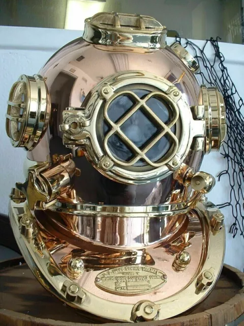 18inch Diving Helmet Vintage Copper Finish Brass Scuba Divers  Royal Navy Marine