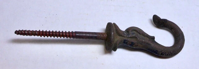 Antique HOOK Sea Serpent Dolphin Cast Iron Ceiling Lamp Plant Hanger Eastlake