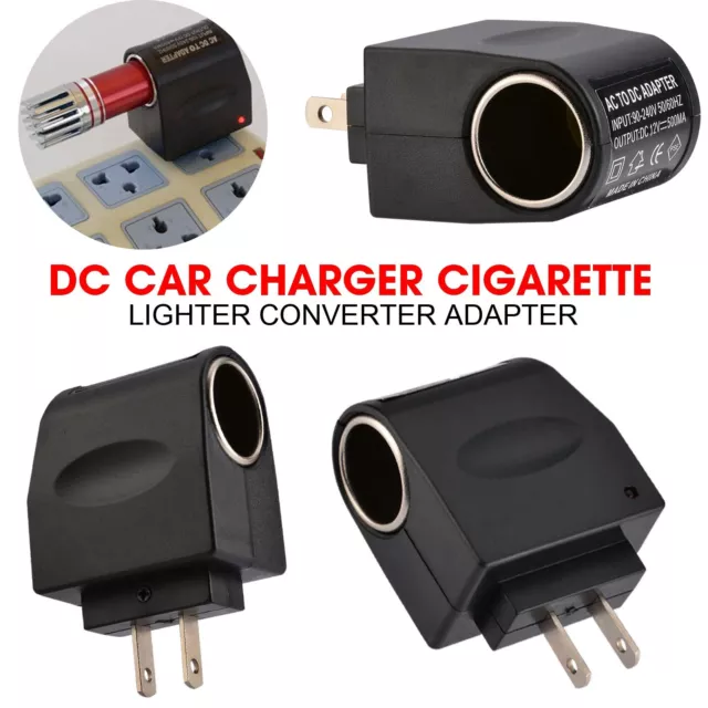 2Pack AC US Plug To 12V DC Car Cigarette Lighter Socket Power Adapter Converter