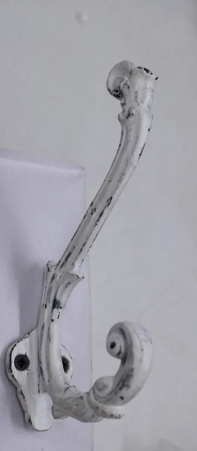 3 Cast Iron White Victorian Style Coat Hooks Hat Hook Rack Hall Tree W/ Screws