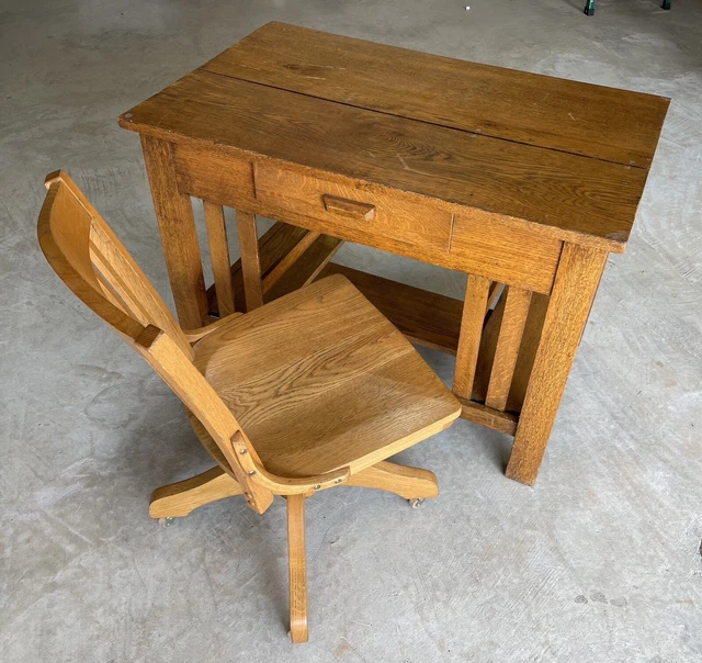 Antique Craftsman Style Desk And Chair