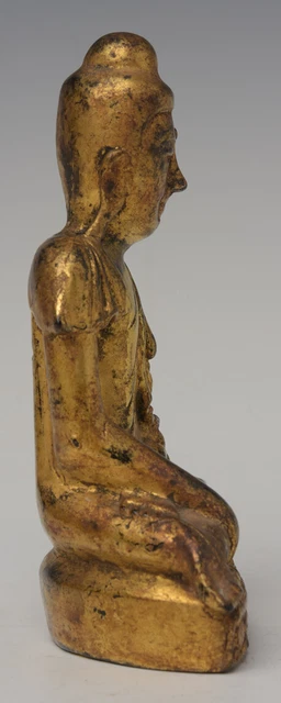 19th Century, Mandalay, Antique Burmese Wooden Seated Lotus Buddha 10