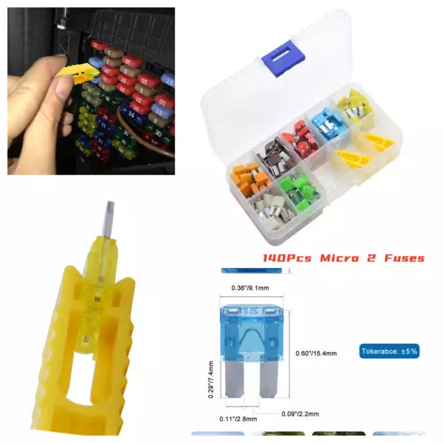 Micro2 APT ATR 140 PCS Automotive Car Fuse Assortment Pack 5A7.510A15A20A25A30A