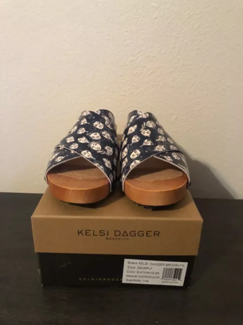 Kelsi Dagger Size 11 Slip On Slide Crisscross Leather Faces Clogs Heels Sandals