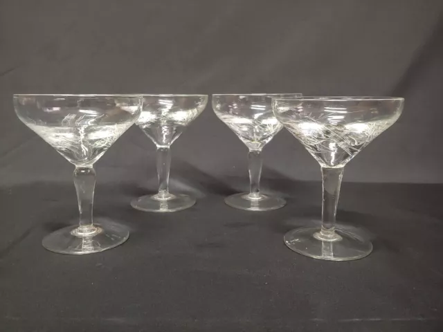 Antichi Bicchieri Coppe Cristallo Champagne Set Di 4