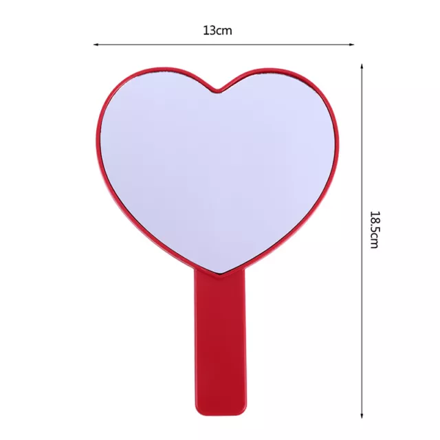 1Pcs Heart-Shaped Travel Handheld Mirror Cosmetic Hand Mirror with Handle Ma H❤W 3