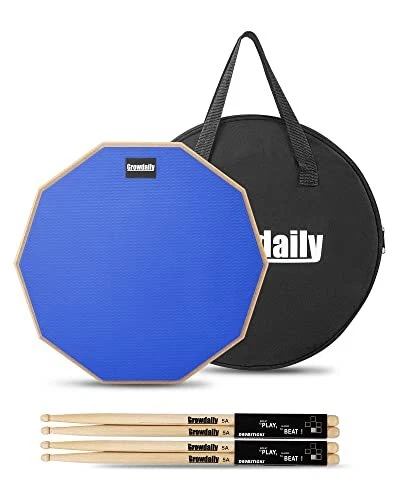 Drum Practice Pad for drumming drum pad and sticks 12 In,Sided With 2 Blue
