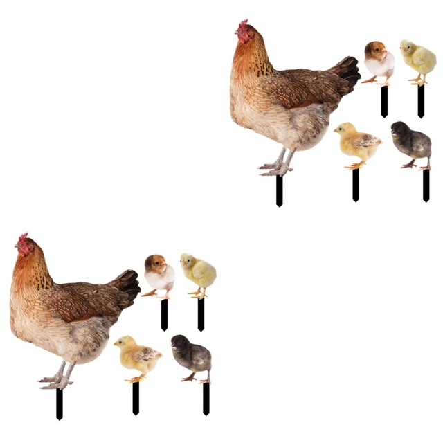 2 Sets Lawn rooster garden statues Simulation Chicken Yards Art Sign Hen Sign S