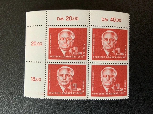 DDR Vierblock Ecke 1 1952 Wilhelm Pieck (II) 2 Mark MiNr. 326 ** / postfrisch