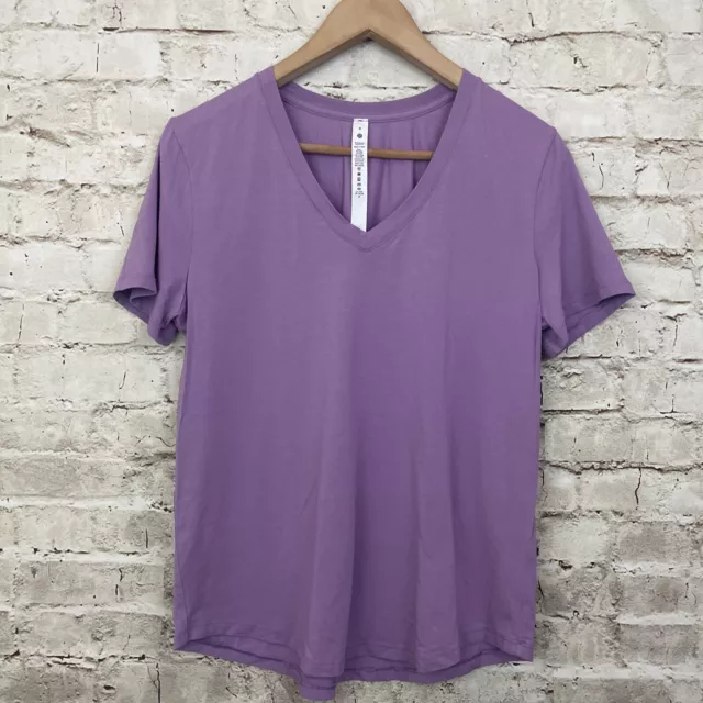 LULULEMON V-Neck Short Sleeve Tee Top Shirt Pima Cotton Stretch Purple Size 8