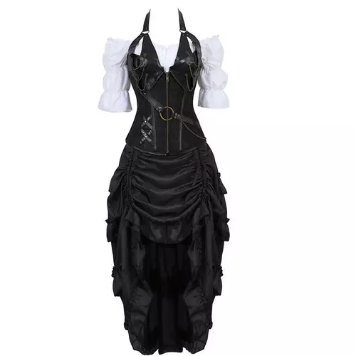 2021 WOMEN 6XL Corset Steampunk Dress Corset Three-piece Pu TOP HOT