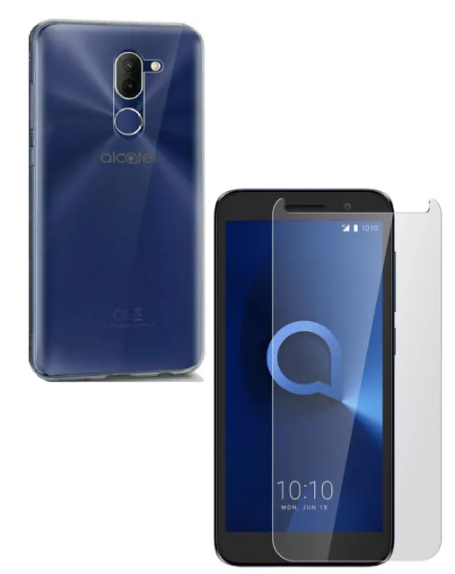 VERRE TREMPÉ + COQUE ANTICHOC TRANSPARENTE Pour ALCATEL 3X 2018 PROTECTION