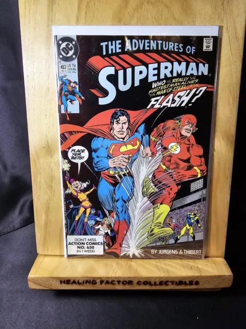 The Adventures of Superman #463 1990 DC 1st Post-Crisis Race Superman vs Flash