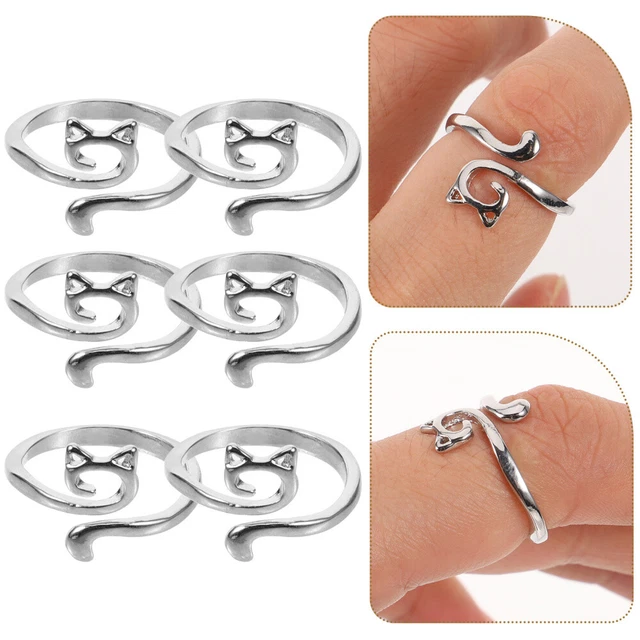 6Pcs Sewing Knitting Rings Decorative Finger Rings Creative Shaped Crochet