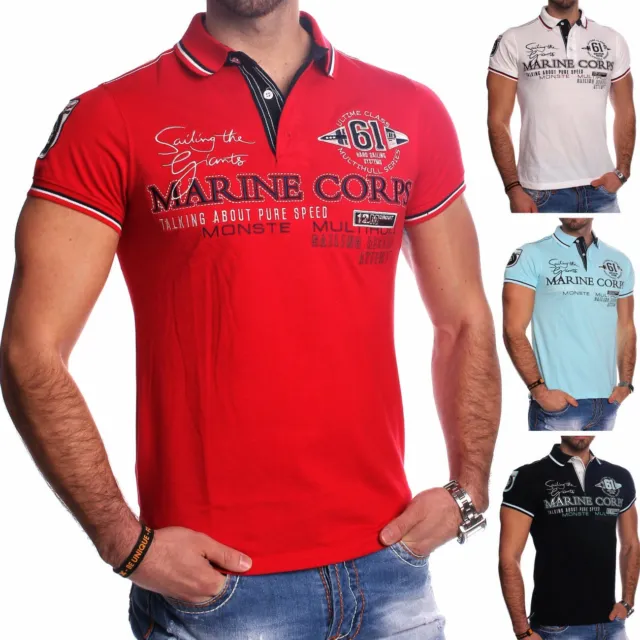 Uomo Camicia di polo manica corta T-shirt ricamata Golf tratto Sportivo casual
