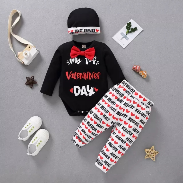 ❤️Infant Baby Boy Girl Valentine's Day Letter Romper Bodysuit+Hearts Pant Outfit