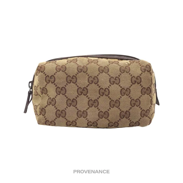 🔴 Gucci Zip Pouch - GG Canvas Brown