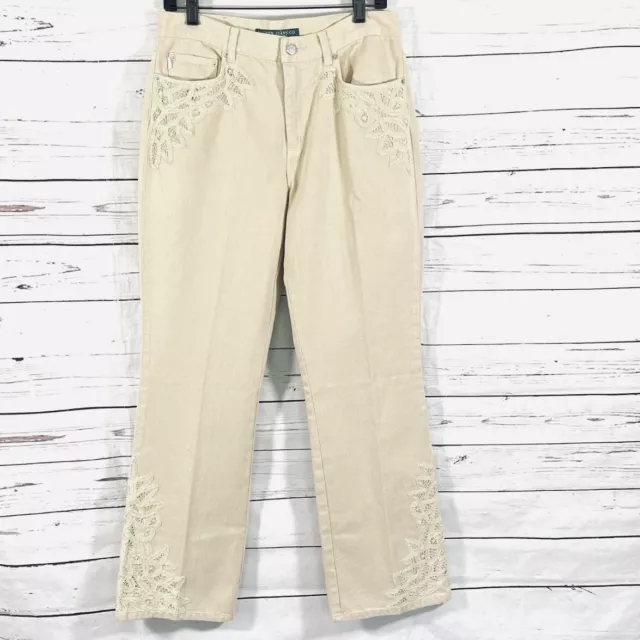 Ralph Lauren Jeans Co Jeans Womens Size 8 Moreton Hall Straight Crochet Sand NWT