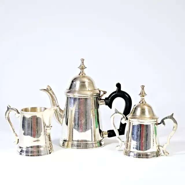 Three Piece Silver Plate Tea Set Small Made in India, Vintage