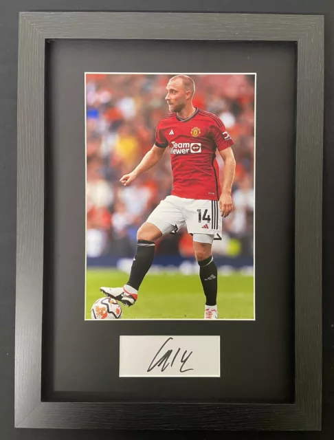 Display A3 firmato a mano Christian Eriksen Manchester United + COA