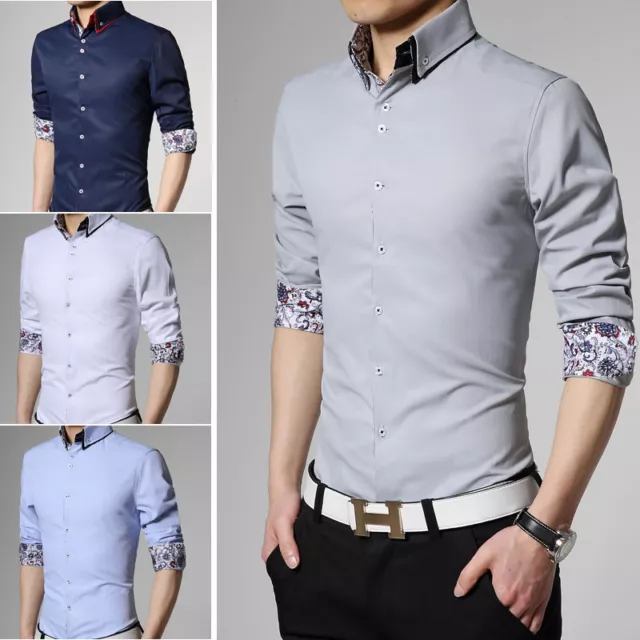 New Mens Casual Shirt fashion Luxury Korean Casual Slim Fit Stylish Dress Shirts