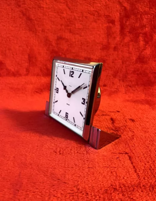 Old Vintage Small Silver Smiths  English Desk Clock