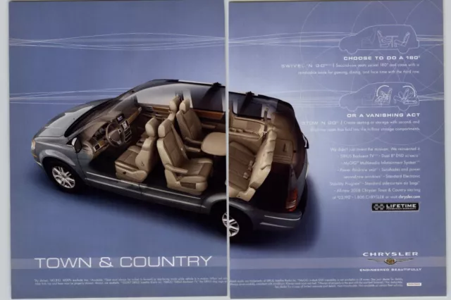 2007 Chrysler Town And Country Minivan Vintage Print Ad Cutaway Photo Pop Art