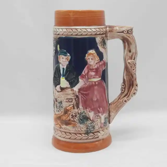 Vintage Hand Painted Decorative Beer Stein Mug Ceramic Tall Collectible