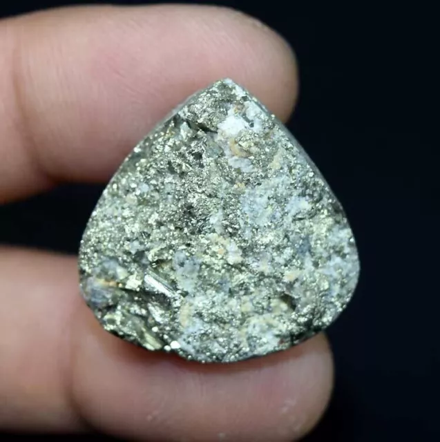 92,55 Ct. 100% pirite naturale Druzy 27*27*11 mm Pera cabochon pietra...