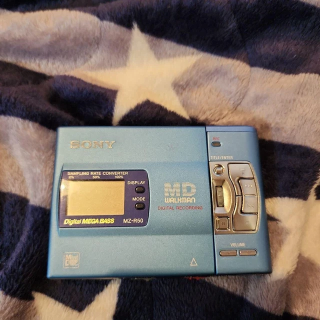 SONY MINIDISC MD walkman player recorder MZR50 blue used work japan
