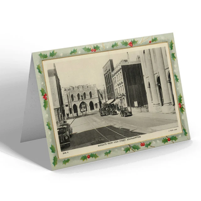 CARTOLINA DI NATALE Vintage Hampshire - Bargate da High Street, Southampton