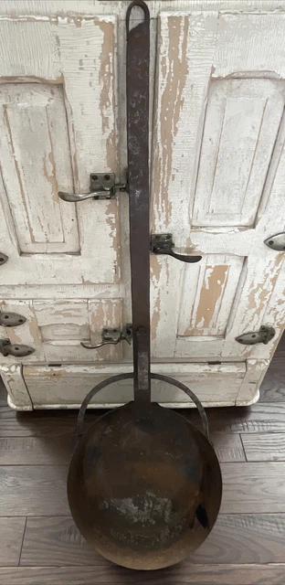 Vintage Large 1700’s Hand Forged Primitive iron metal steel fireplace hearth pan