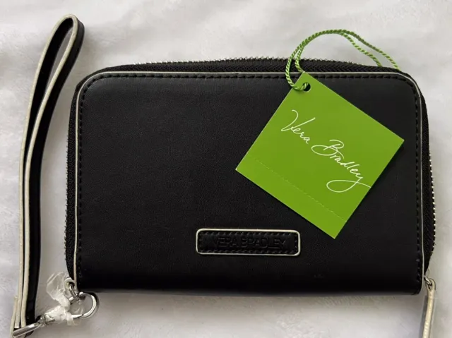 Vera Bradley Faux Leather Zip-Around Wristlet Black NWT!!!MSRP$48