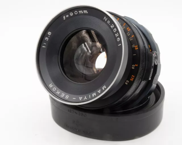 Mamiya-Sekor 90mm f3.8 Lens for RB67 Film Cameras w/OEM Rubber Hood, G++