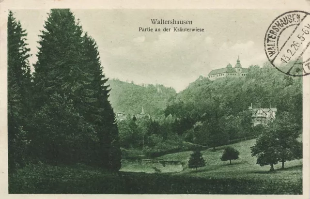 Partie an der Kräuterwiese Waltershausen Thüringen Postkarte AK 1926