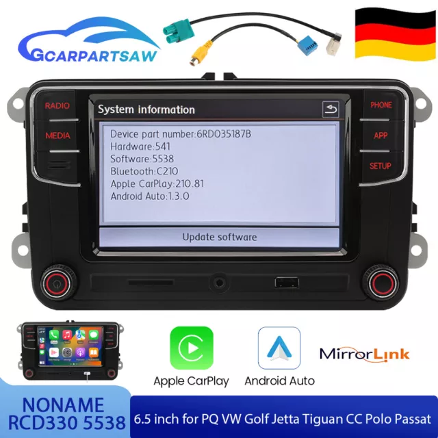 6,5" RCD330 187B Carplay Android Auto Für PQ VW Golf Tiguan Autoradio Navigation