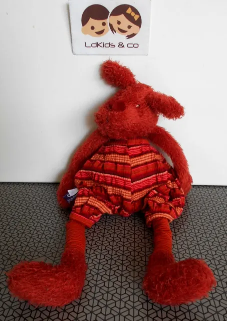 DOUDOU PELUCHE MOULIN ROTY CHIEN ROUGE RAYEE 38 cm D981