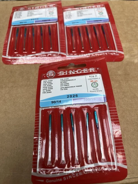 Aiguilles Machine à Coudre Singer - Lot De 5 Universelles 100/16 | Pour Coton, Lin, Jeans, Cuir Fin
