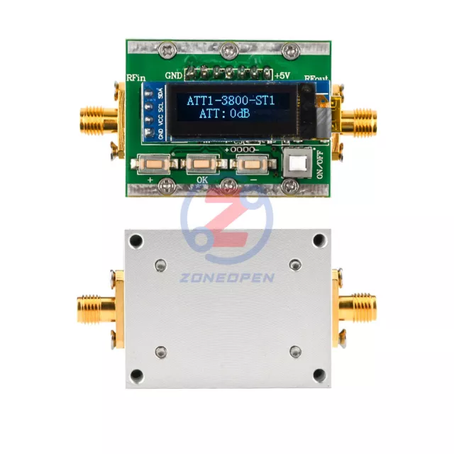 RF Programmable Attenuator 0-31dB Adjustable 1dB Step/Back 1-3800MHz CNC Shell