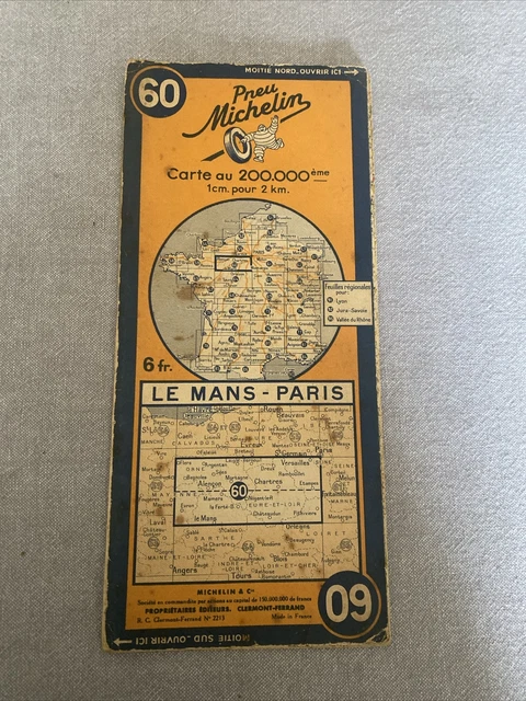 COLLECTION MICHELIN Carte N°120 Carte Cycliste 1949 50 Kms autour de Paris