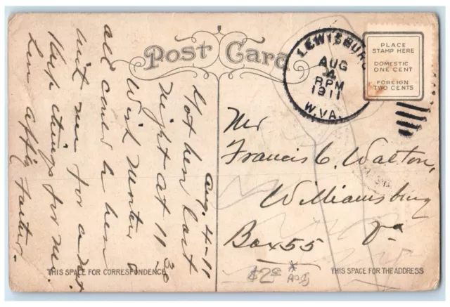 1911 Greenbrier County Court House Lewisburg West Virginia WV Antique Postcard 2