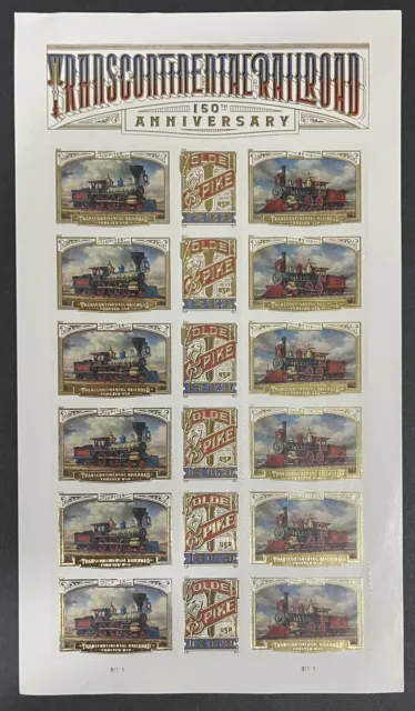 2019 Transcontinental Railroad Forever Stamps Panel of 18 #5378-5380  /504