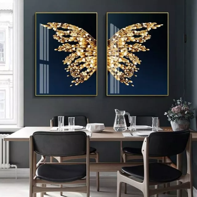 Stunning Butterfly Wings Abstract Art on Canvas Set of 2 Wall Art Pieces