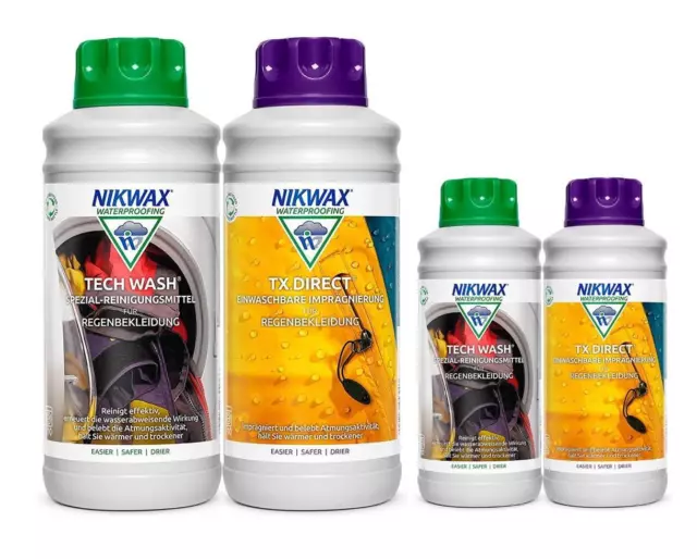 4x 1 Litre NIKWAX Tech Laver + Tx Direct Goretex- Etc Produit à & Imprégnation