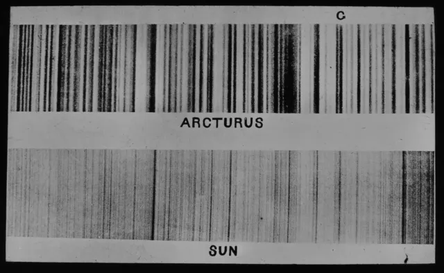 SPECTRUM OF THE SUN AND ARCTURUS C1890 ANTIQUE Magic Lantern Slide ASTRONOMY